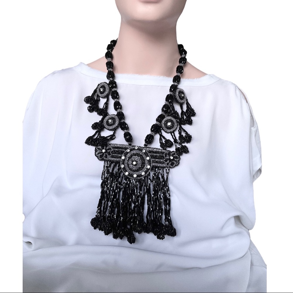 Handcrafted In Morocco Statement Beaded Necklace - image 1